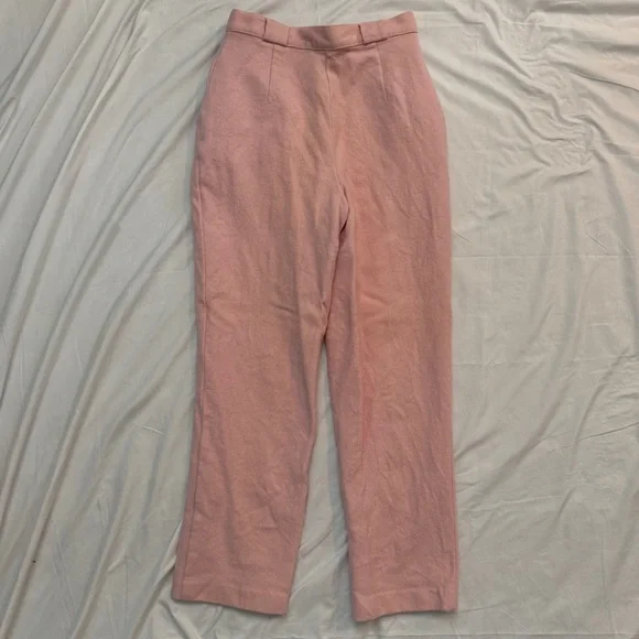 Vintage 90s Pink 100% Wool Women's Pleated Trousers - Picture 2 of 7